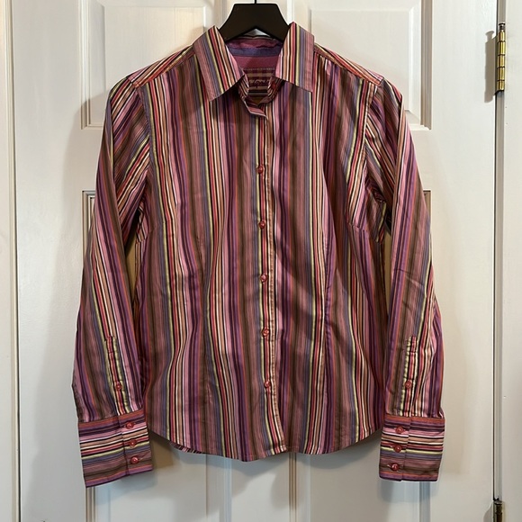 Robert Graham Colorful Stripes Button Down Blouse - Size Medium - Picture 1 of 11